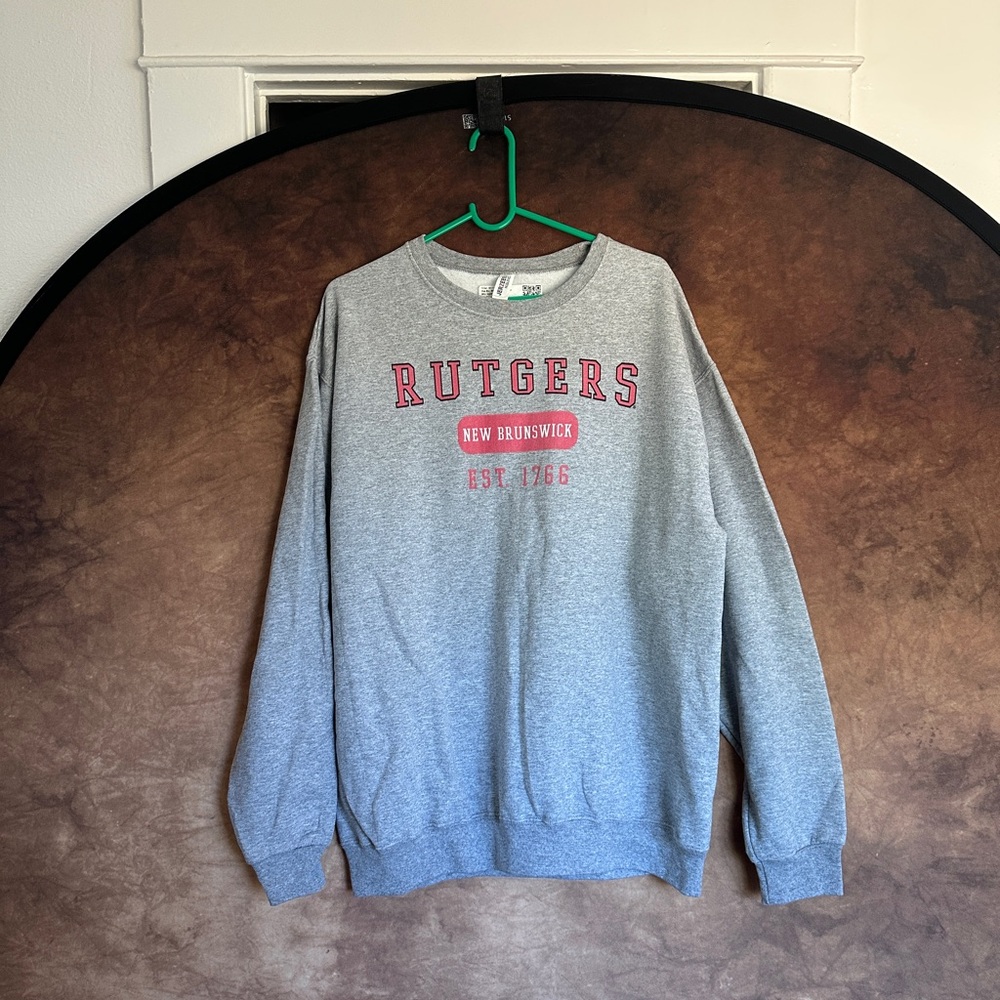 Jerzees Gray Rutgers Crewneck Sweatshirt